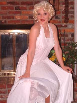 Marilyn Monroe singing telegram service nashville celebrity impersonations long white dress